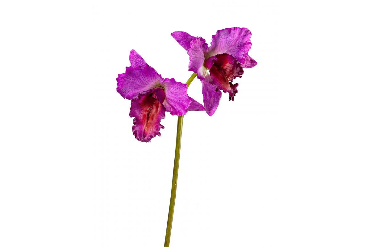 Орхидея Каттлея крупная искусственная темно-сиреневая 42 см MDP (real touch)