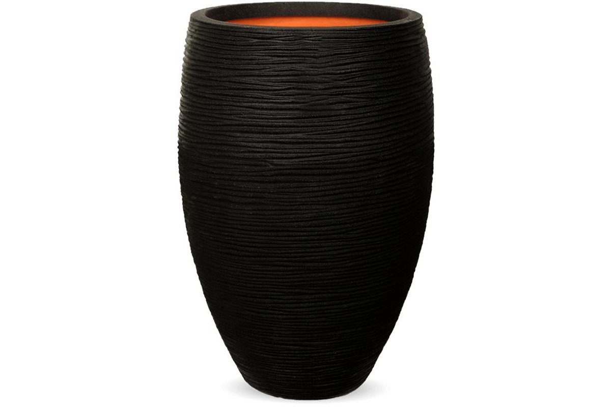 Кашпо capi nature rib nl vase vase elegant deluxe black d39 h60 см
