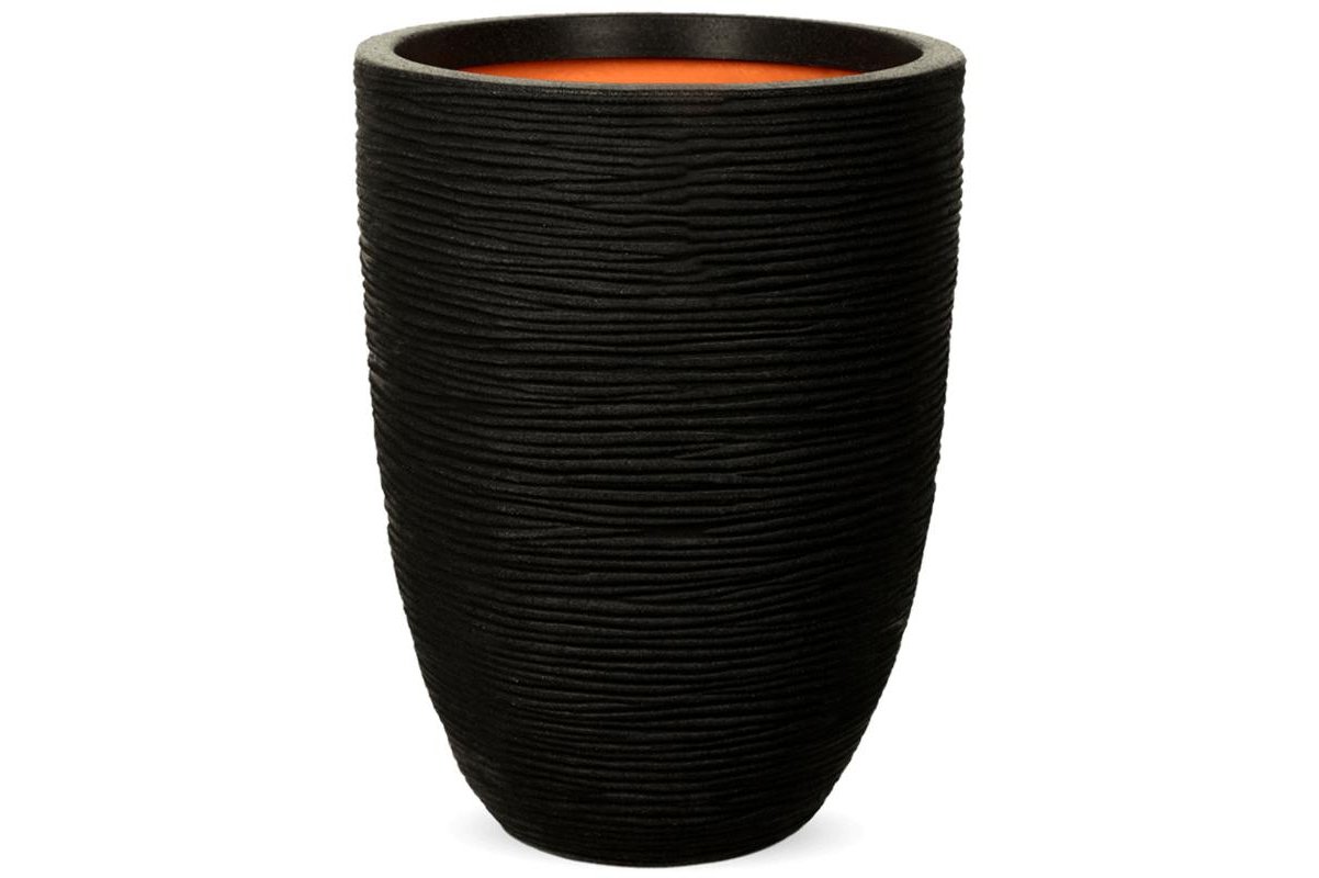 Кашпо capi nature rib nl vase vase elegant low black d35 h47 см