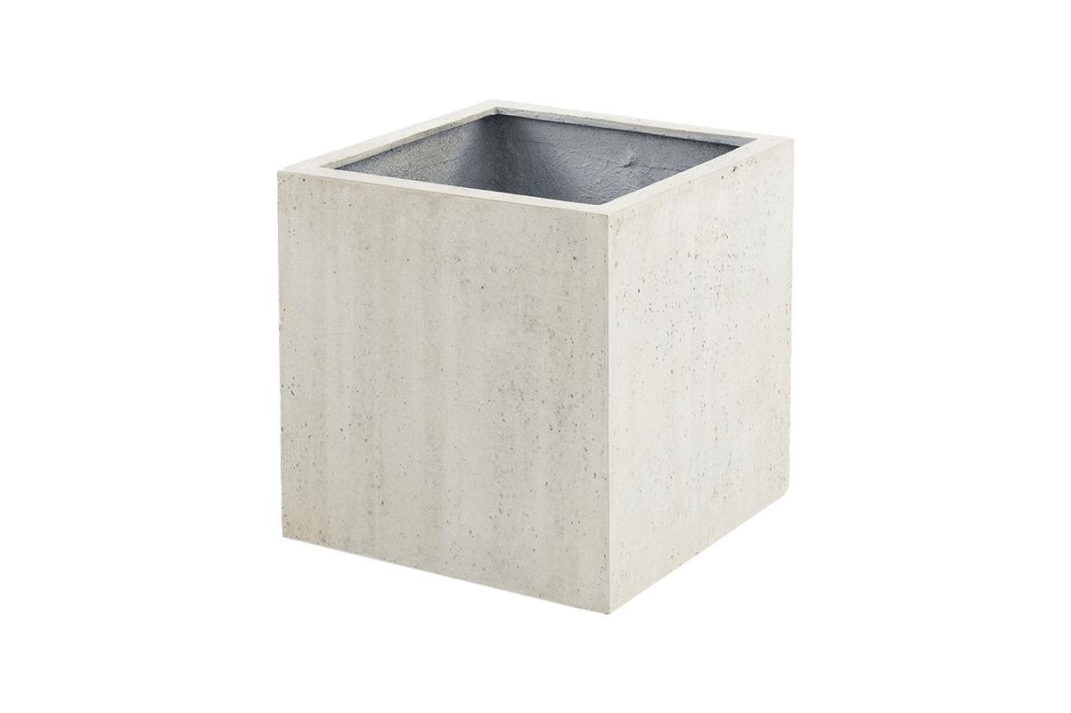Кашпо Grigio cube белый бетон l40 w40 h40 см