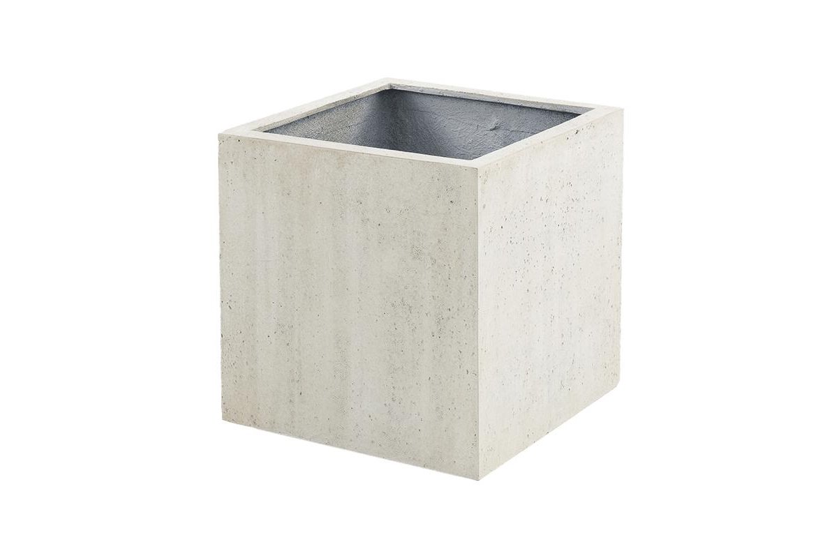 Кашпо Grigio cube белый бетон l50 w50 h50 см