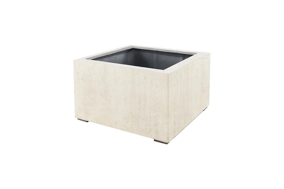 Кашпо Grigio low cube белый бетон l60 w60 h40 см