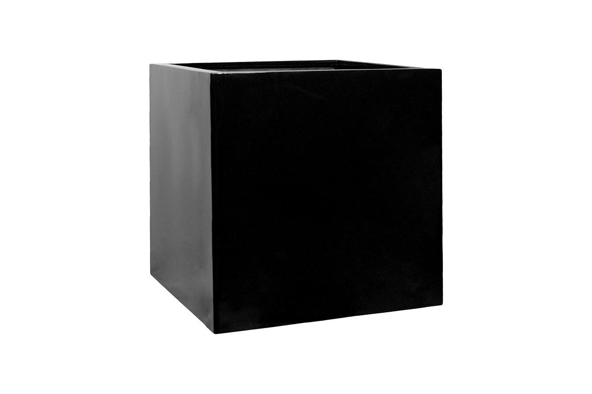 Кашпо fiberstone glossy black block l l50 w50 h50 см