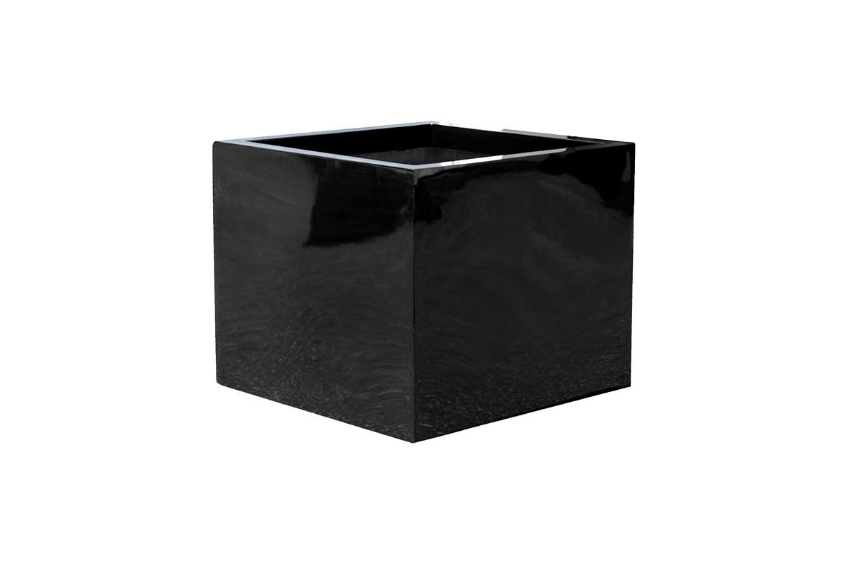Кашпо fiberstone glossy black block xl l60 w60 h60 см