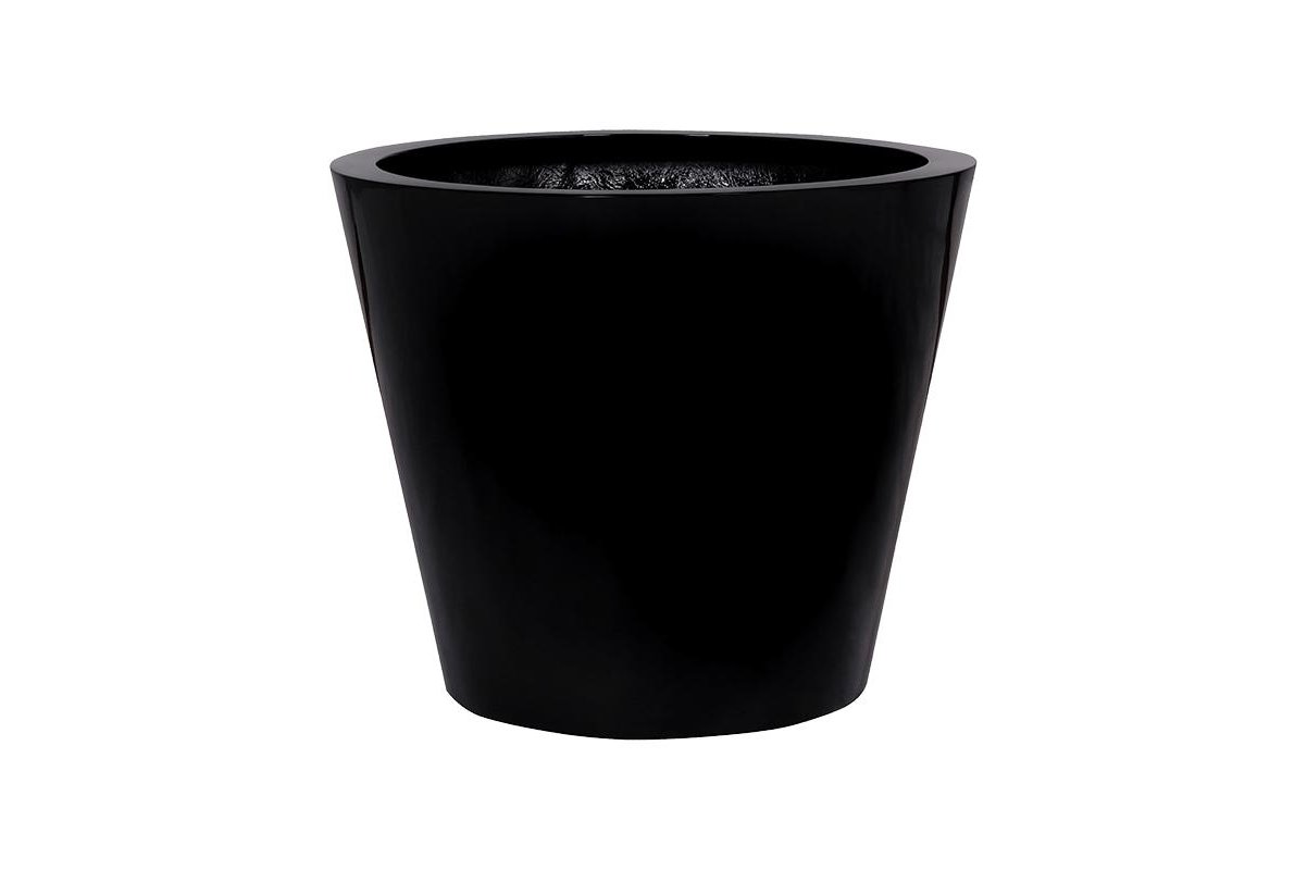 Кашпо fiberstone glossy black bucket m d58 h50 см