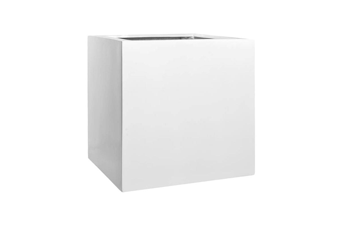 Кашпо fiberstone glossy white block xxl l70 w70 h70 см