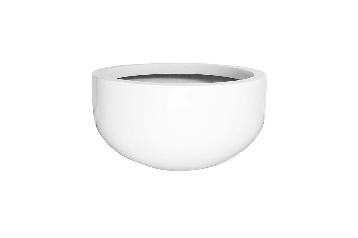 Кашпо fiberstone glossy white city bowl l d128 h68 см