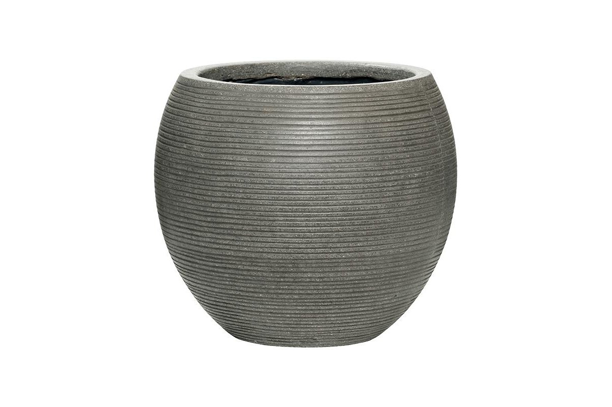 Кашпо fiberstone ridged dark grey abby m horizontal d35 h30 см