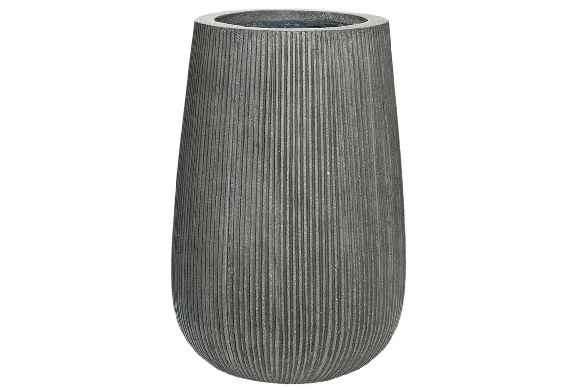 Кашпо fiberstone ridged dark grey patt high s d29 h43 см