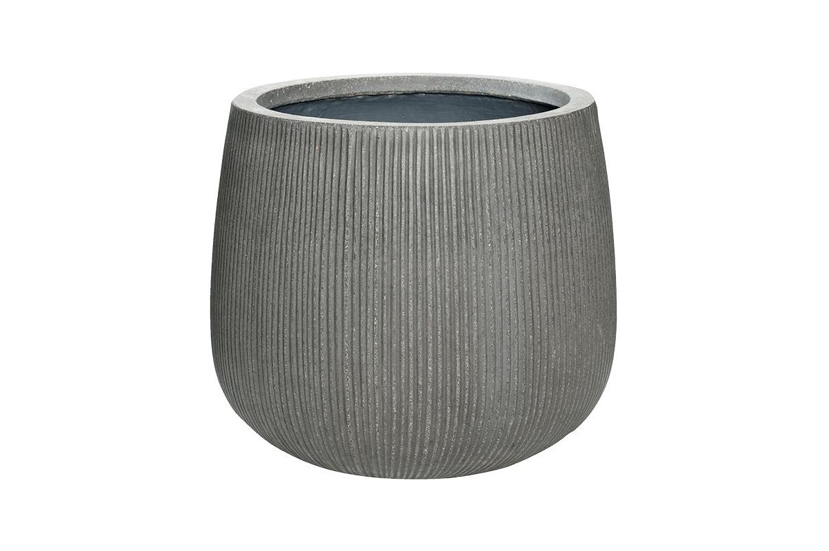 Кашпо fiberstone ridged dark grey pax m d40 h36 см