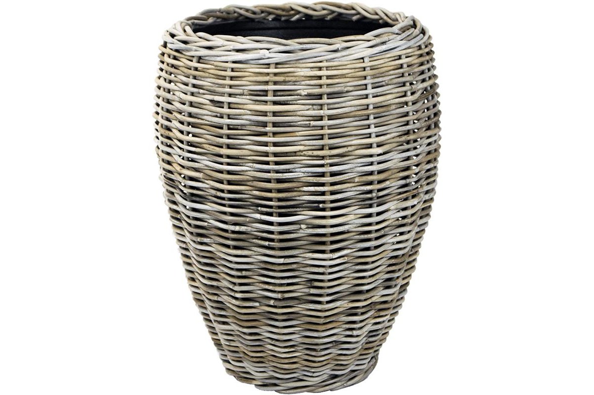 Кашпо drypot rattan vase grey d48 h62 см