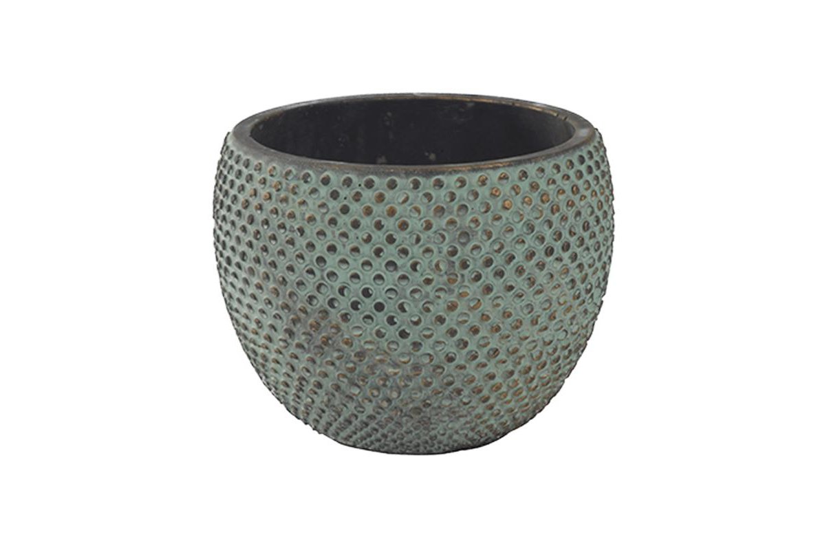 Кашпо indoor pottery pot fay blue gold (per 4 pcs.) d18 h14 см