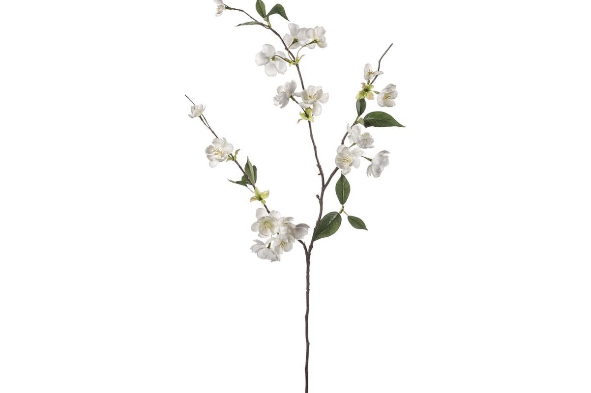 Персиковая ветвь с белыми цветами искусственная h80 см