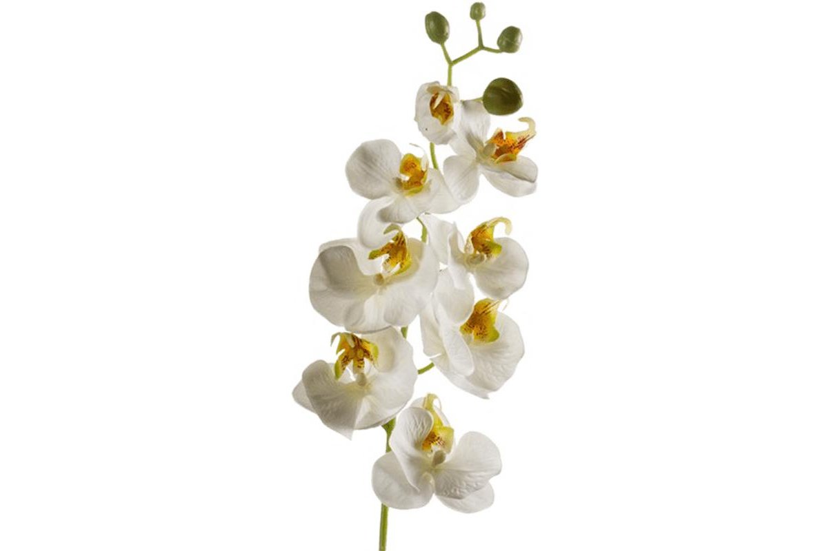 Орхидея фаленопсис ветвь белая с золотистым искусственная h68 см