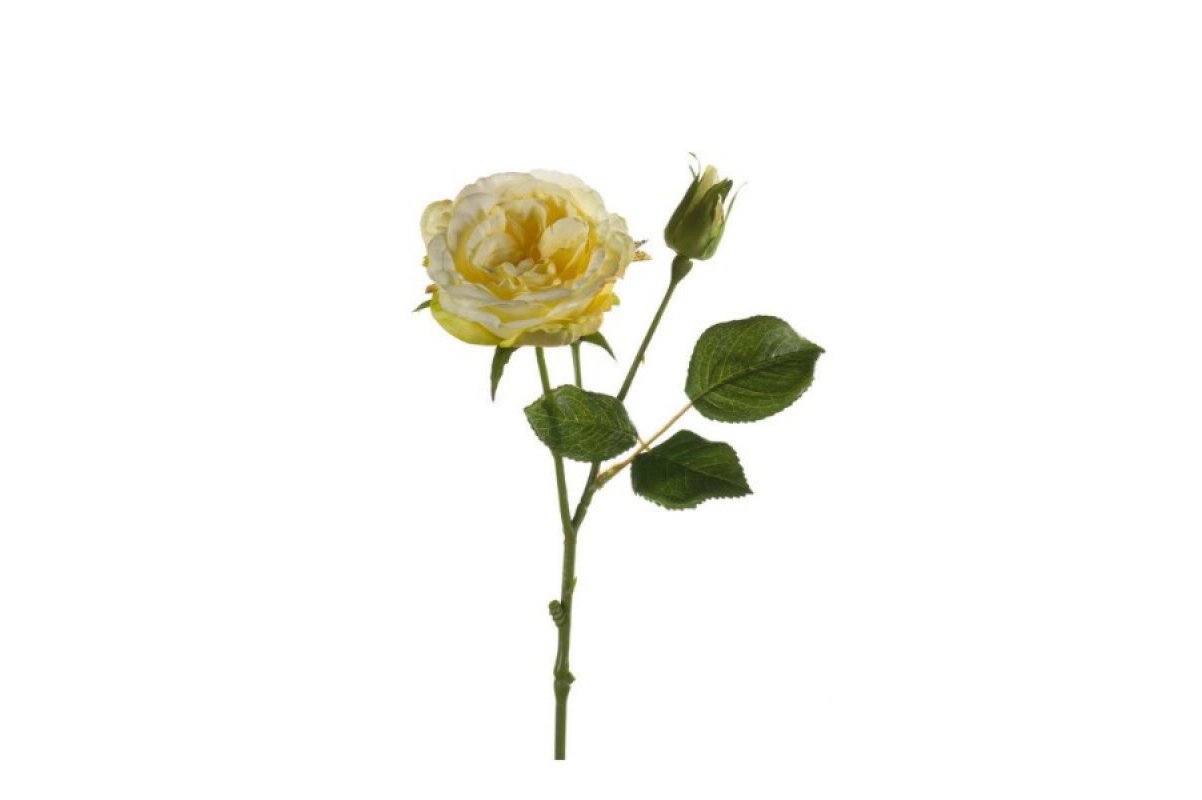 Роза Анна искусственная с бутоном желтая 37 см