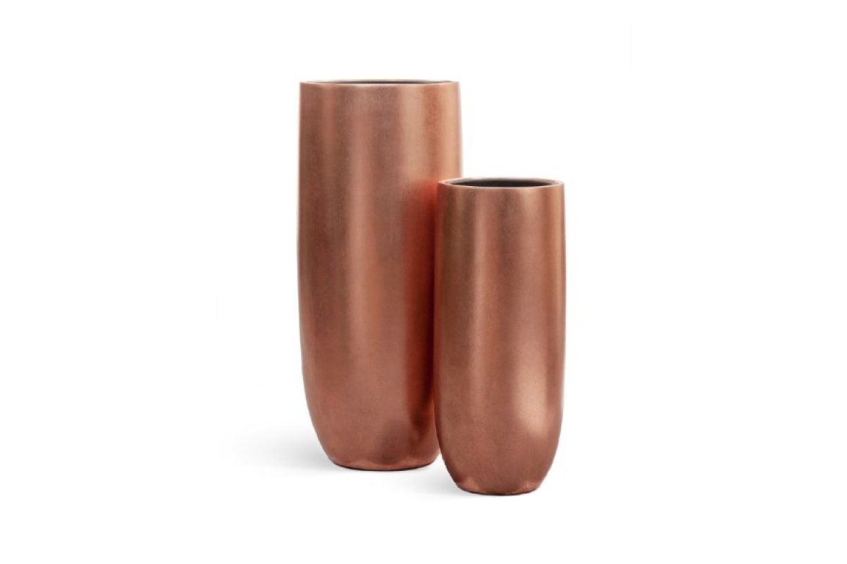 Кашпо Treez Effectory Metal высокий округлый конус розовая медь от 72 до 95 см