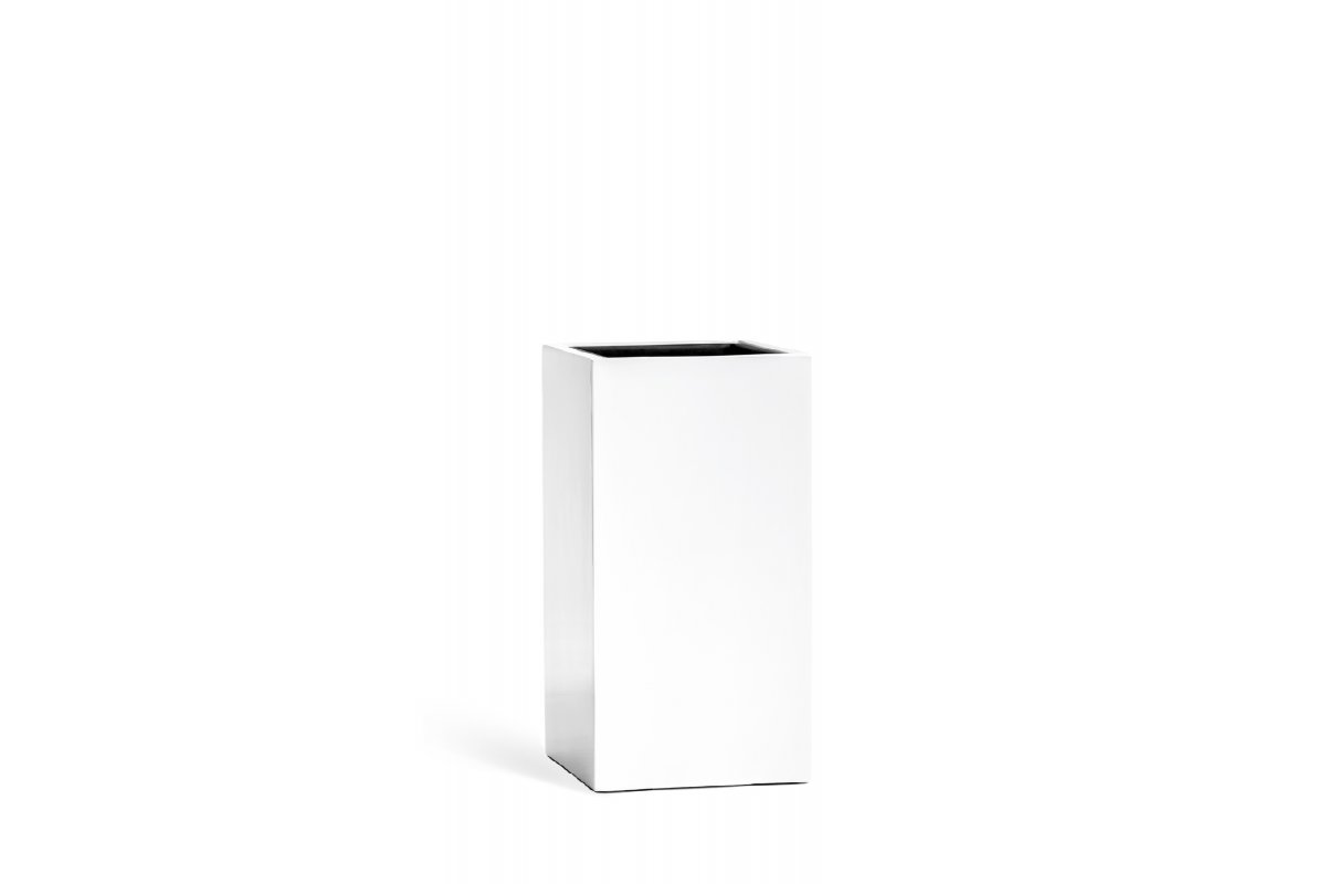 Кашпо Treez Effectory Gloss высокий куб белый глянцевый лак от 60 до 97 см - Фото 8
