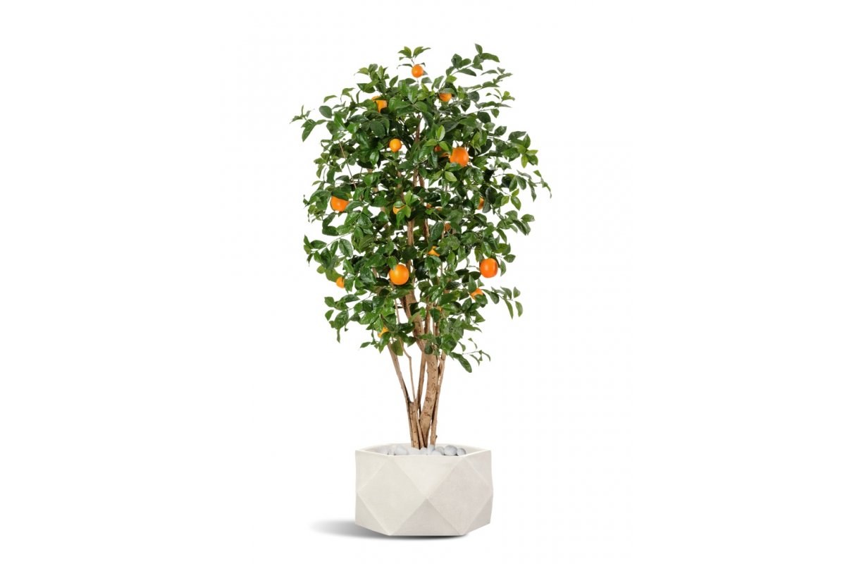 Апельсиновое дерево искусственное с плодами в бежевом кашпо 180 см