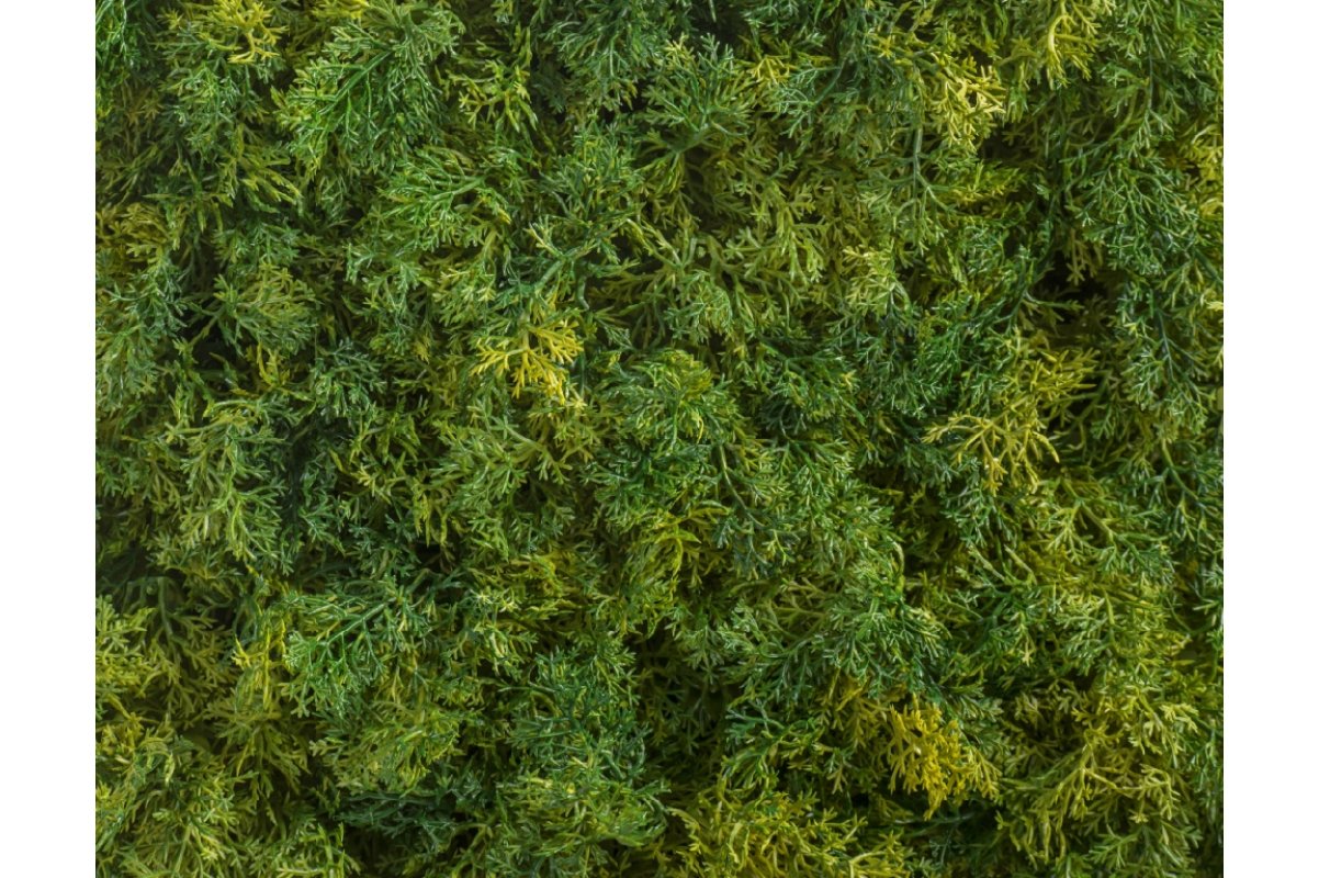 Мох Ягель искусственный зелёный микс 25 x 25 см (коврик) - Фото 3
