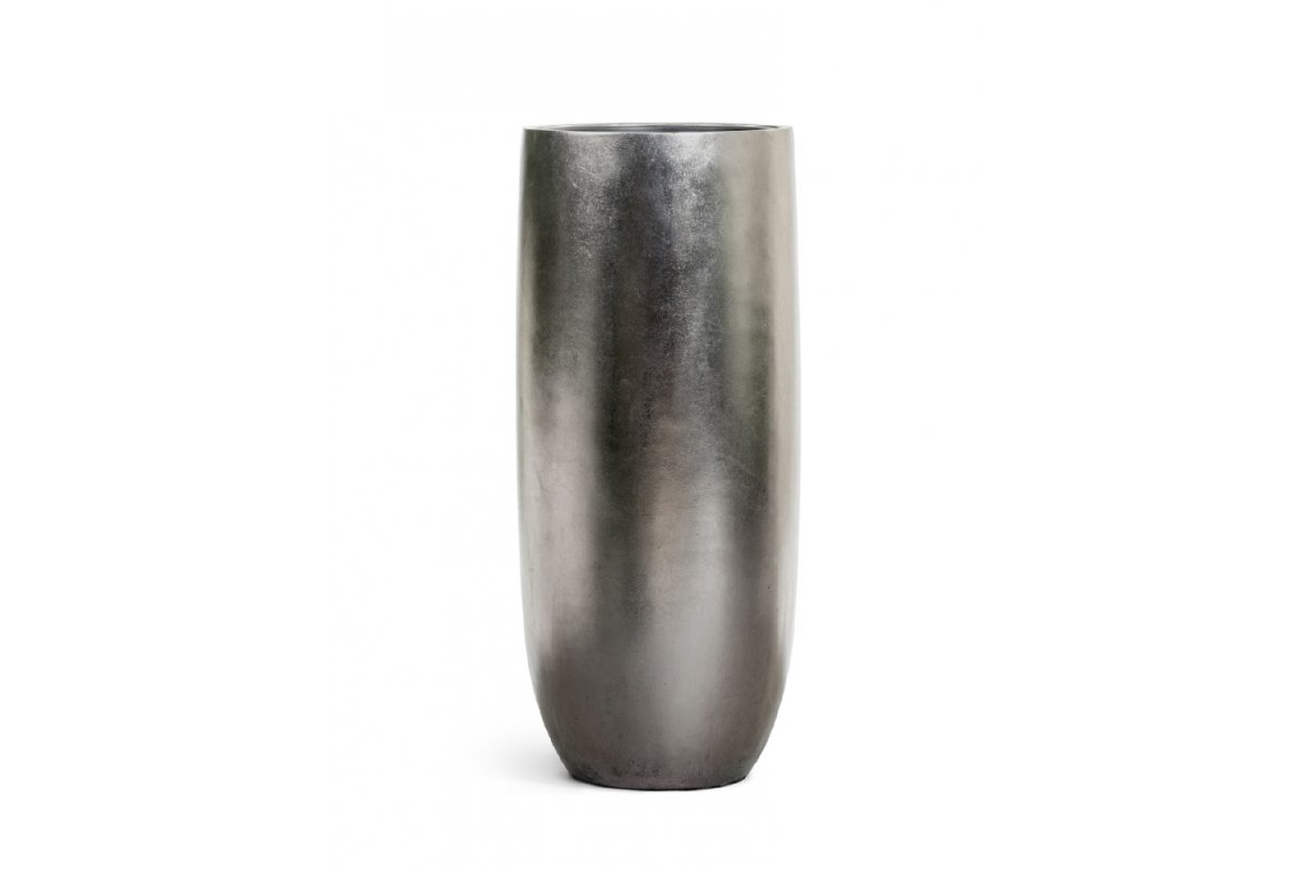 Кашпо Treez Effectory Metal высокий округлый конус стальное серебро от 72 до 95 см - Фото 3