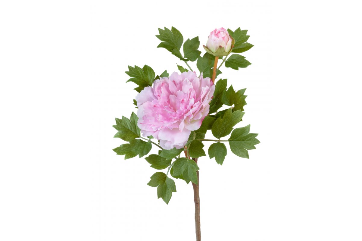 Пион ветвь малая искусственный нежно-розовый 35 см
