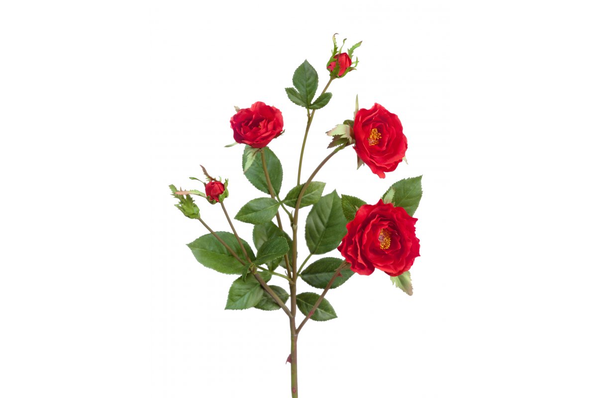 Роза Вайлд ветвь искусственная красная 41 см