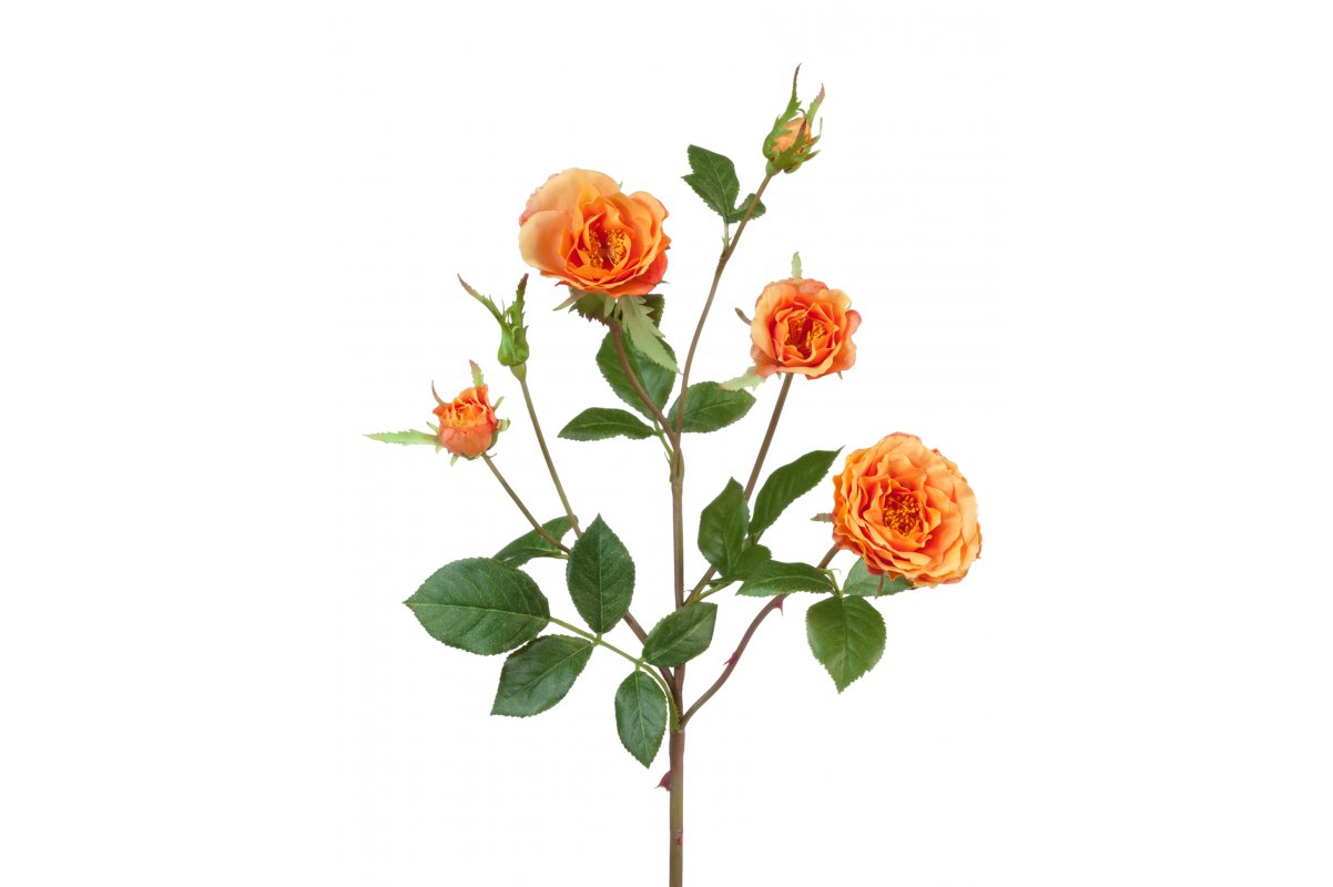 Роза Вайлд ветвь искусственная персиково-оранжевая 41 см