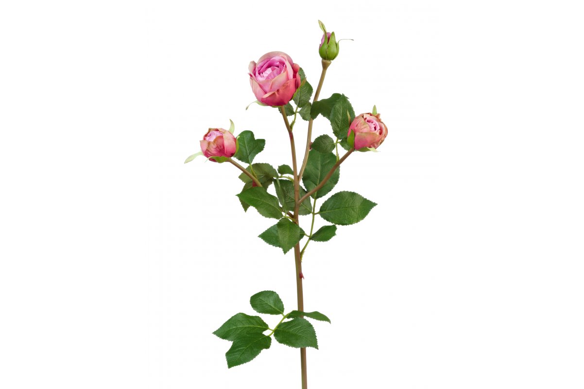 Роза Пале-Рояль ветвь искусственная малиново-розовая 47 см