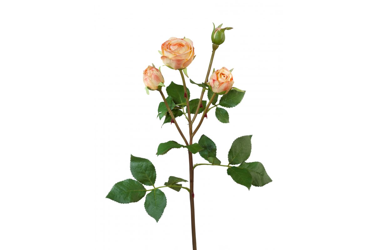 Роза Пале-Рояль ветвь искусственная персиково 47 см