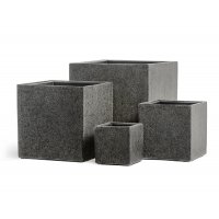 Кашпо Treez Effectory Ston куб темно-серый камень от 20 до 50 см  