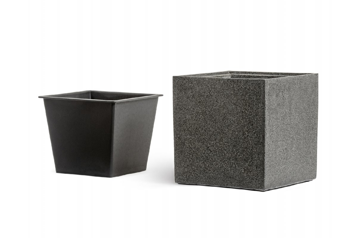 Кашпо Treez Effectory Ston куб темно-серый камень от 20 до 50 см - Фото 5