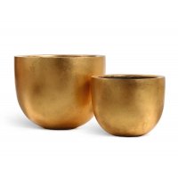Кашпо Treez Effectory Metall низкая конус чаша сусальное золото от 37 до 48 см