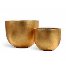 Кашпо Treez Effectory Metall низкая конус чаша сусальное золото от 37 до 48 см