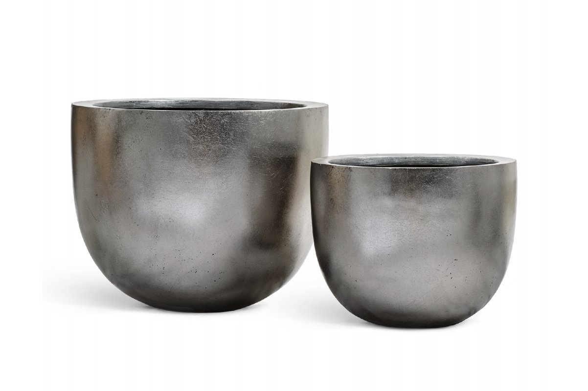 Кашпо Treez Effectory Metall низкая конус чаша стальное серебро от 37 до 48 см