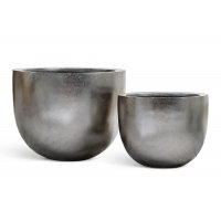 Кашпо Treez Effectory Metall низкая конус чаша стальное серебро от 37 до 48 см
