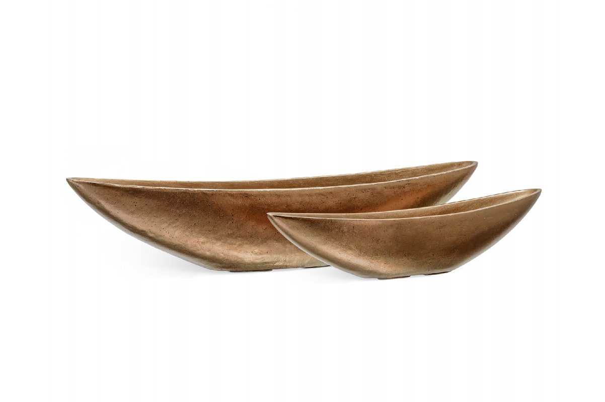 Кашпо Treez Effectory Metal лодка темное матовое золото от 15 до 20 см