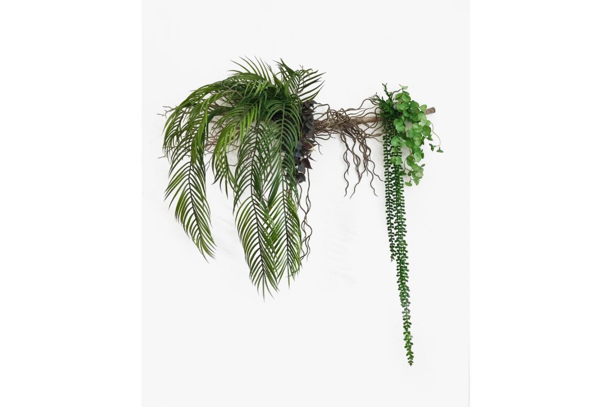 Фитопанно на коряге из искусственных растений "Тропик "90 см