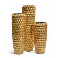 Кашпо Treez Effectory Metal высокий конус Design Cells сусальное золото от 75 до 117 см 