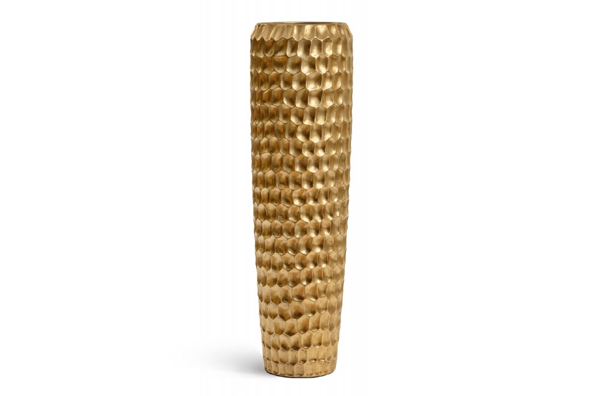 Кашпо Treez Effectory Metal высокий конус Design Cells сусальное золото от 75 до 117 см - Фото 5