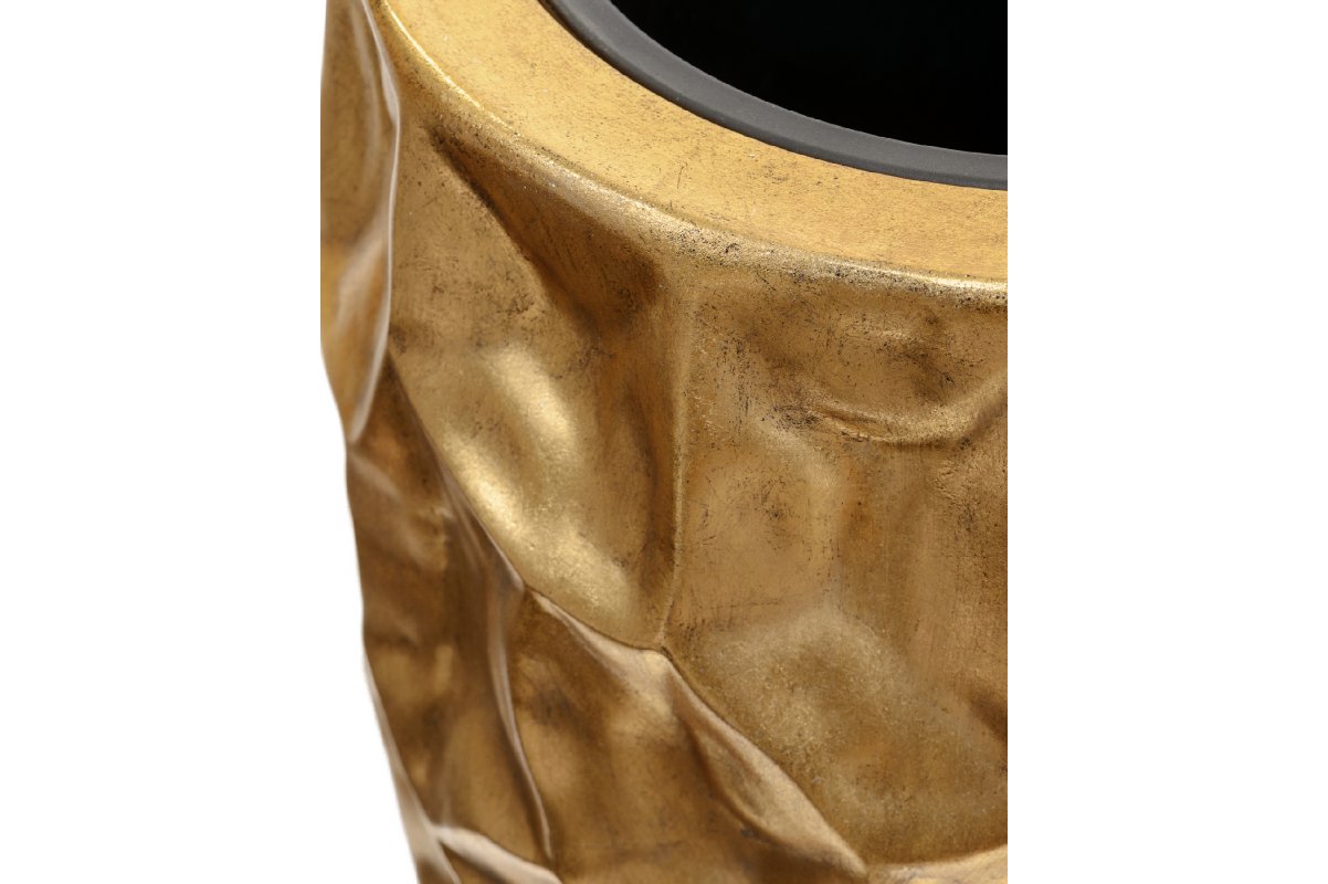 Кашпо Treez Effectory Metal высокий округлый конус Design Сrumple сусальное золото от 75 до 90 см - Фото 4