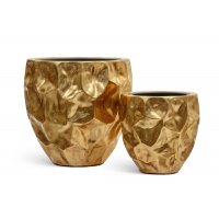 Кашпо Treez Effectory Metal округлая чаша Design Сrumple сусальное золото от 39 до 55 см