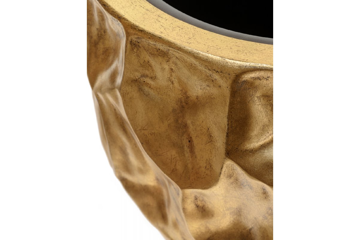 Кашпо Treez Effectory Metal округлая чаша Design Сrumple сусальное золото от 39 до 55 см - Фото 4