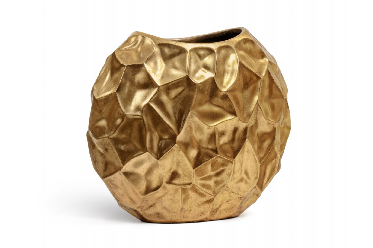 Кашпо Treez Effectory Metal плоская сфера Design Сrumple сусальное золото 52 см