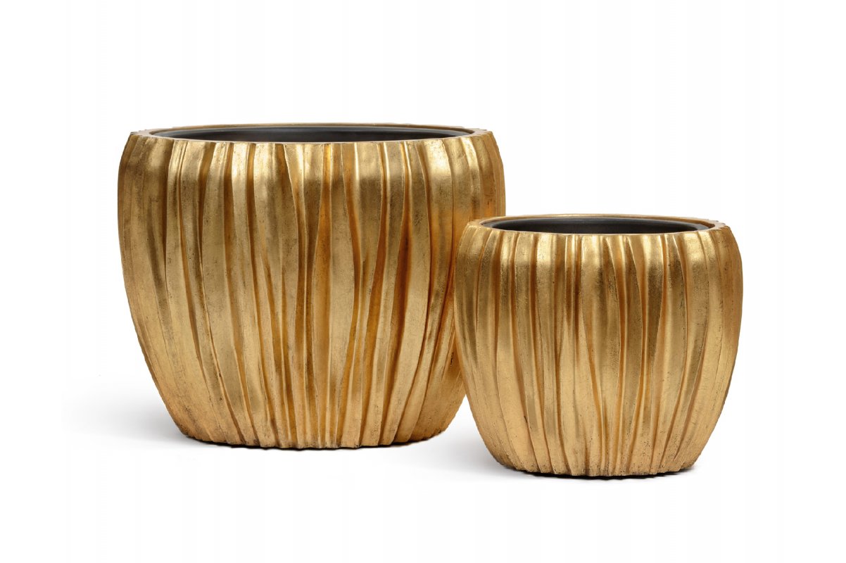Кашпо Treez Effectory Metal чаша Design Wave сусальное золото от 32 до 42 см