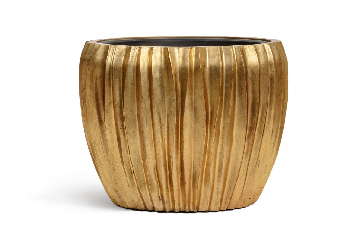 Кашпо Treez Effectory Metal чаша Design Wave сусальное золото от 32 до 42 см - Фото 5