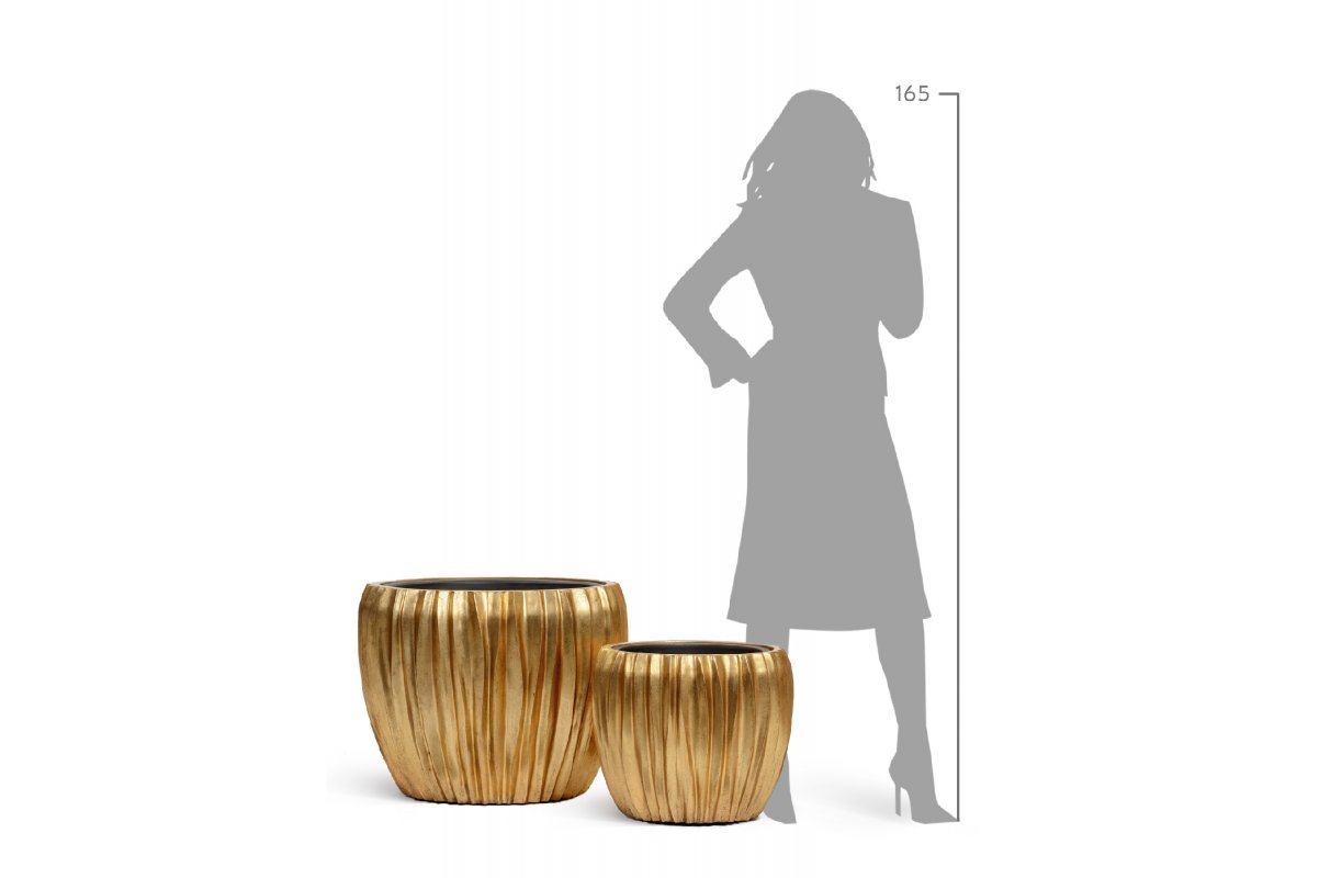 Кашпо Treez Effectory Metal чаша Design Wave сусальное золото от 32 до 42 см - Фото 4