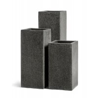 Кашпо Treez Effectory Stone высокий куб темно-серый камень от 60 до 97 см 