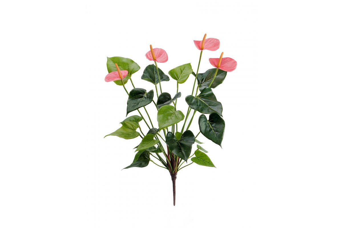 Антуриум куст Де Люкс искусственный нежно-розовый 45 см