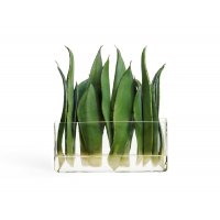 Композиция Листы Алоэ искусственные зеленые в стекле с водой 30 см