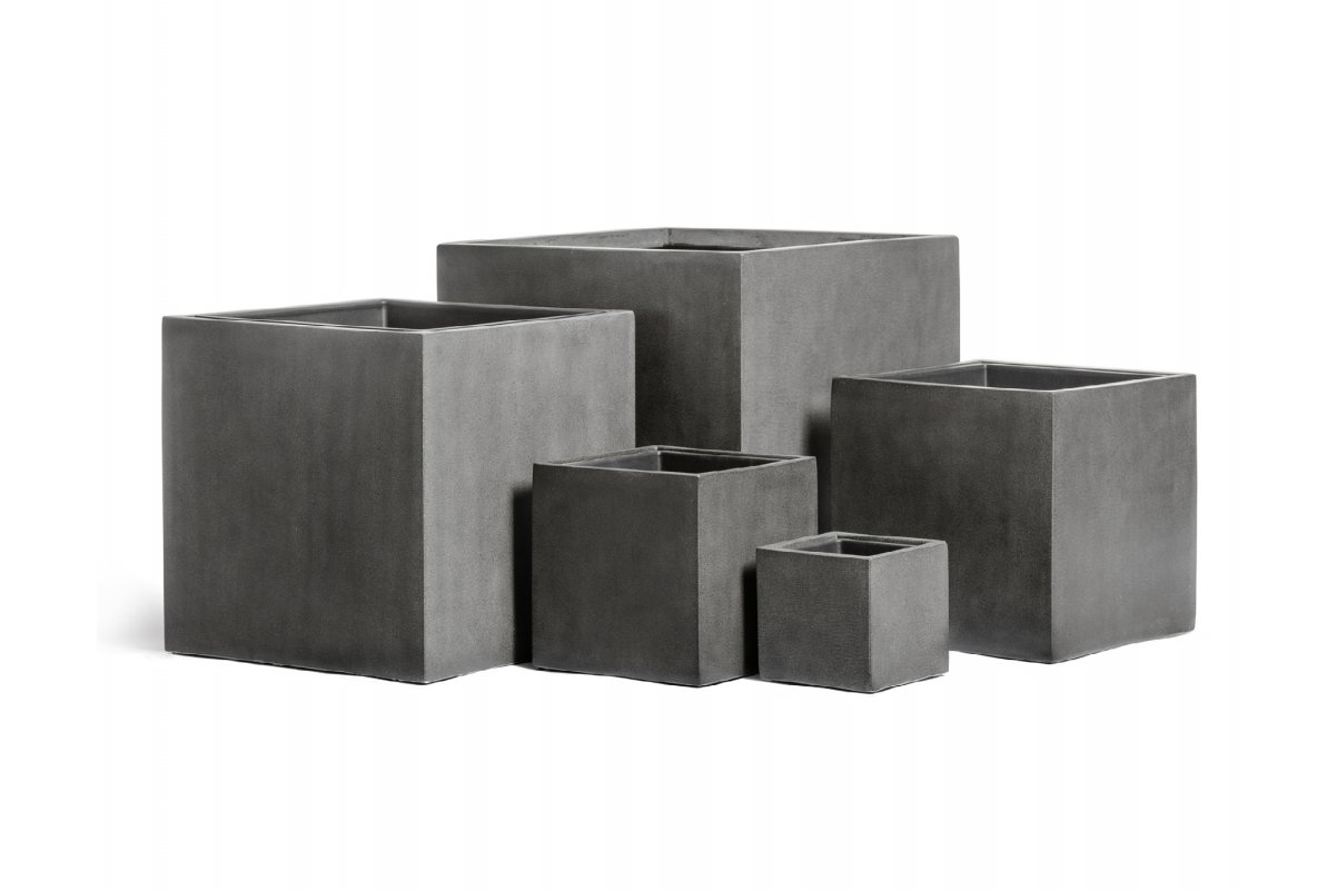 Кашпо Treez Effectory Beton куб темно-серый от 20 до 60 см